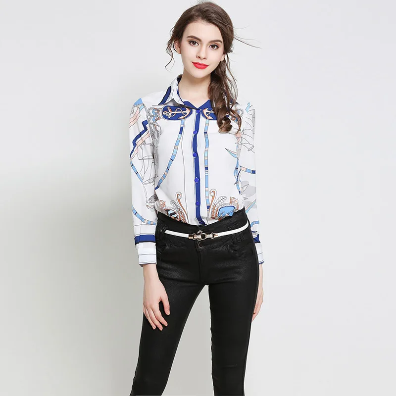

Large-Brand Classic Printed Tencel Blouse of the Same Style