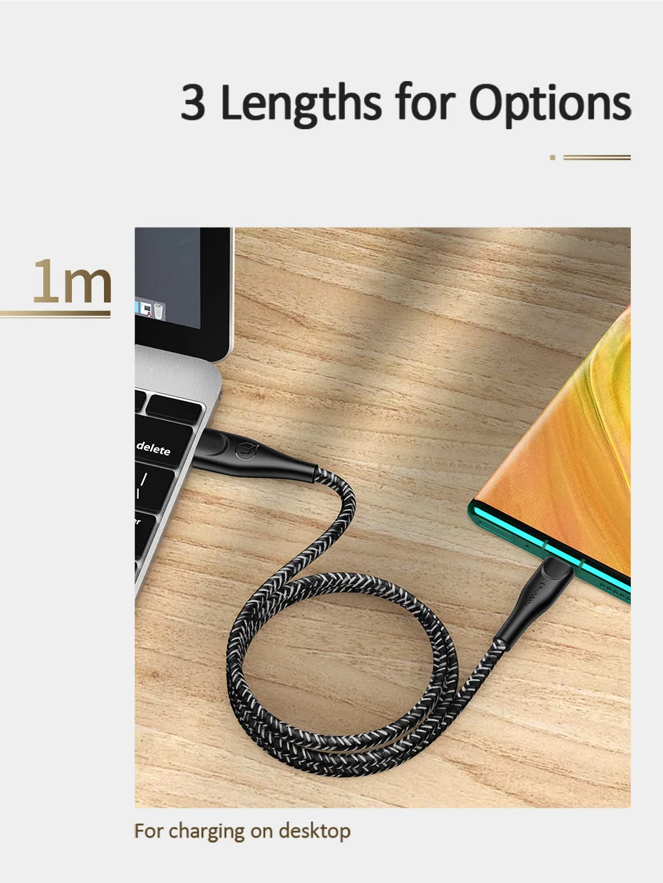 USAMS кабель type-C для samsung S10 S9 USB C зарядный провод для huawei P20 P30 type-C кабель для синхронизации данных USB-C для Ximomi mi9