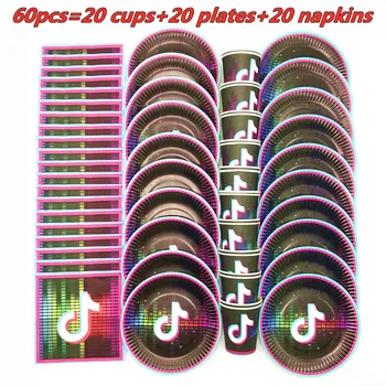 

Tik Party Tok Birthday Party Disposable Tableware Paper Cup Plate Napkin Baby Shower Disposable Birthday Party Favors Decoration