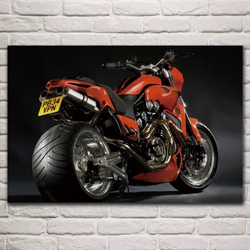 

Cool red motorcycle huge bike machine artwork living room decor home art decoration wood frame fabric poster KM017