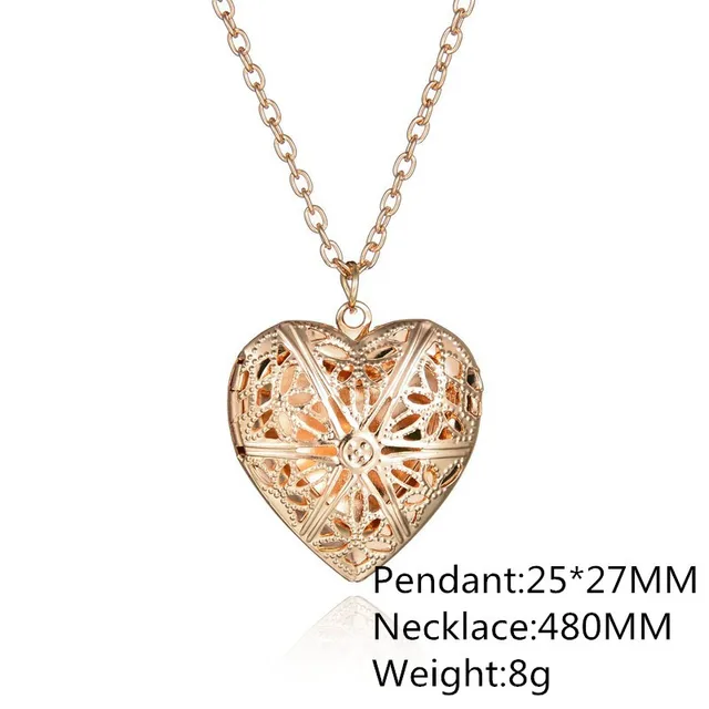 Collar de cadena de amor con corazón de melocotón dulce para mujer, Collar con colgante de caja de fotos en forma de corazón con apertura y cierre grabado hueco 4