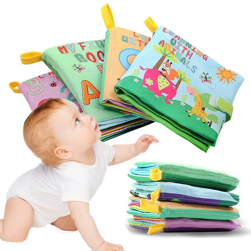 

4style Childrens Books Educational Activity Books for Kids Baby Intelligence Development Toys Baby Soft Cloth Books Colorful