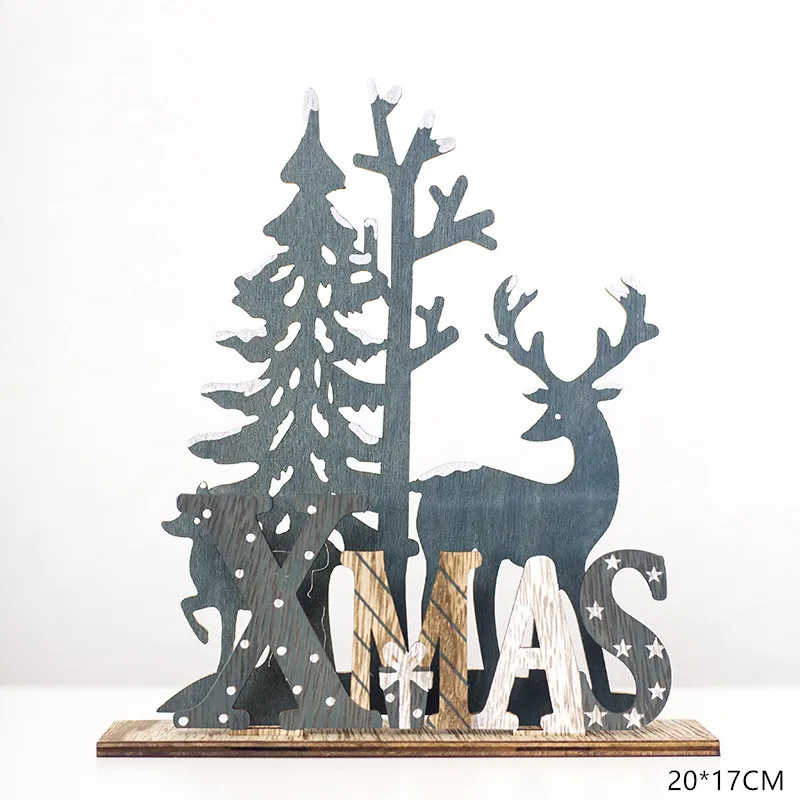Xmas Elk Tree Новинка, новогоднее натуральное Рождественское дерево, Елочное украшение Noel, Рождественское украшение для дома, деревянная подвеска, подарок Navidad - Цвет: Xmas Elk Tree