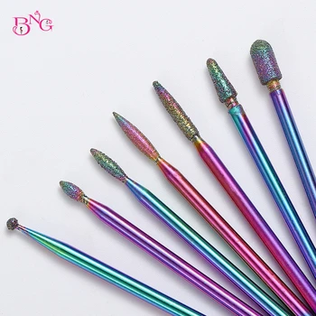 

Aliexpres Shipping 7pcs set Rainbow Diamond Burrs Cuticle Nail Drill Bits 3/32 Shank Electric File Professional Manicure Pedicur