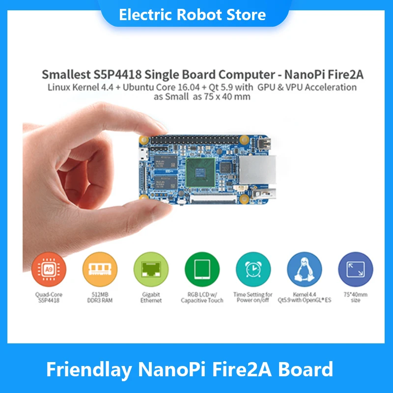 Friendlay NanoPi Fire2A Super Tiny Development Board S5P4418 1.4GHz 512MB DDR3 Quad-Core Cortex-A9 debian