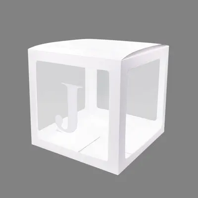 J Nicro Алфавит прозрачная белая коробка Упаковка Имя шар DIY письмо коробка ребенок душ Любовь Свадьба День Рождения Декор# Bal121 - Цвет: J