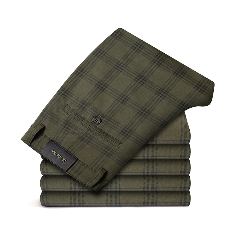 Casual Pants Formal Trousers Men's Plaid Casual Pants Business Fashion Slim Stretch Male Skinny Trousers 7 Color 2025 Spring
