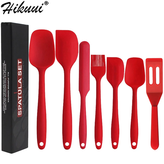 Kitchen Utensil Set of 7, Silicone Cooking Utensils, Red Kitchen