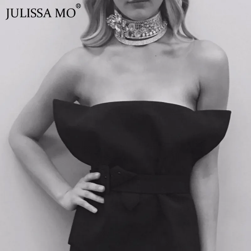 Julissa mo, летние женские топы с открытыми плечами, модные, без бретелек, без рукавов, тонкие сексуальные топы для женщин, повседневный укороченный Топ для женщин