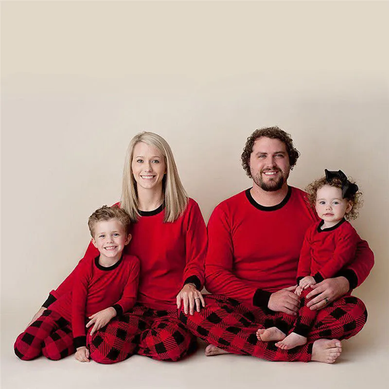 Одинаковые рождественские пижамы в клетку для всей семьи, одежда для сна для мужчин и женщин, одежда для сна