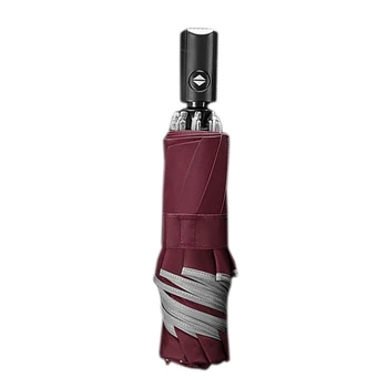 

Promotion--Auto Reverse Umbrella Double-Layer Automatic Umbrella 3 Folding Windproof Large Rain Umbrella Wine Red