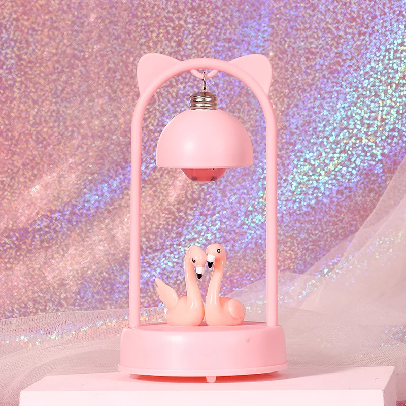 Ночной светильник с фламинго, украшение для дома, спальня, розовый орнамент, мультяшный милый смоляный подарок на день рождения для детей