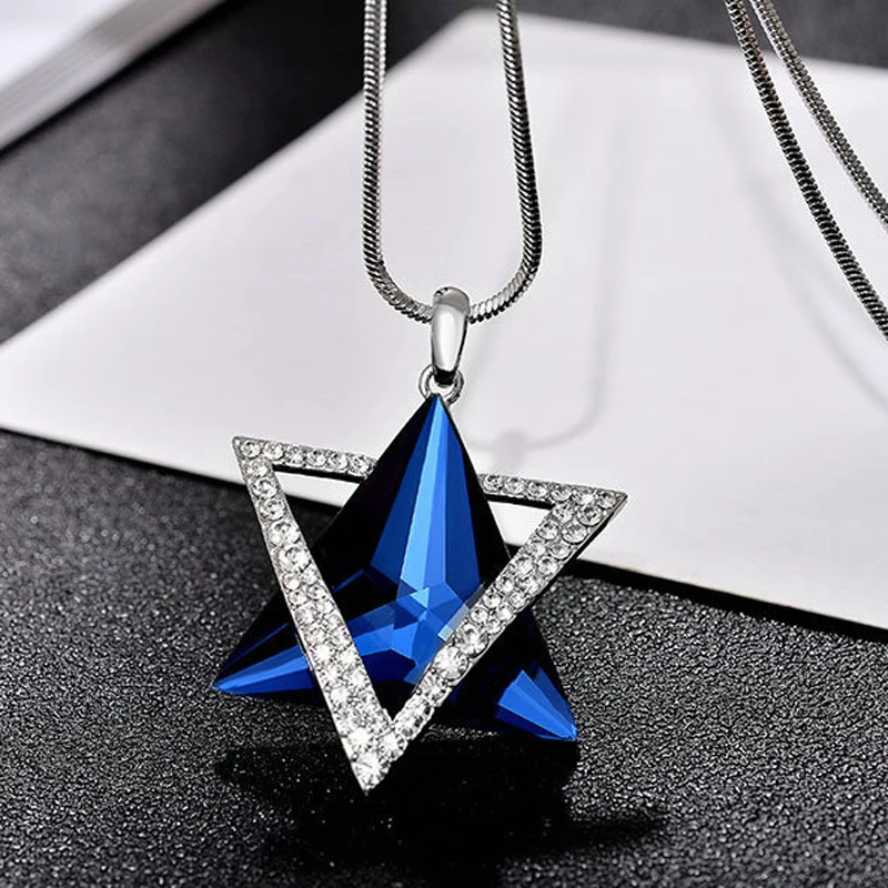 ELIfashion модная Хрустальная подвеска треугольник длинное ожерелье Женская цепочка для зимнего свитера универсальные аксессуары