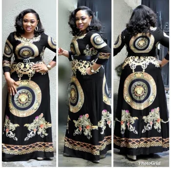 

African Design Print Dashiki Dress Belt Luxury Bazin Baggy Pants Rock Style Vintage Maxi Robe Gowns Sexy Lady Riche