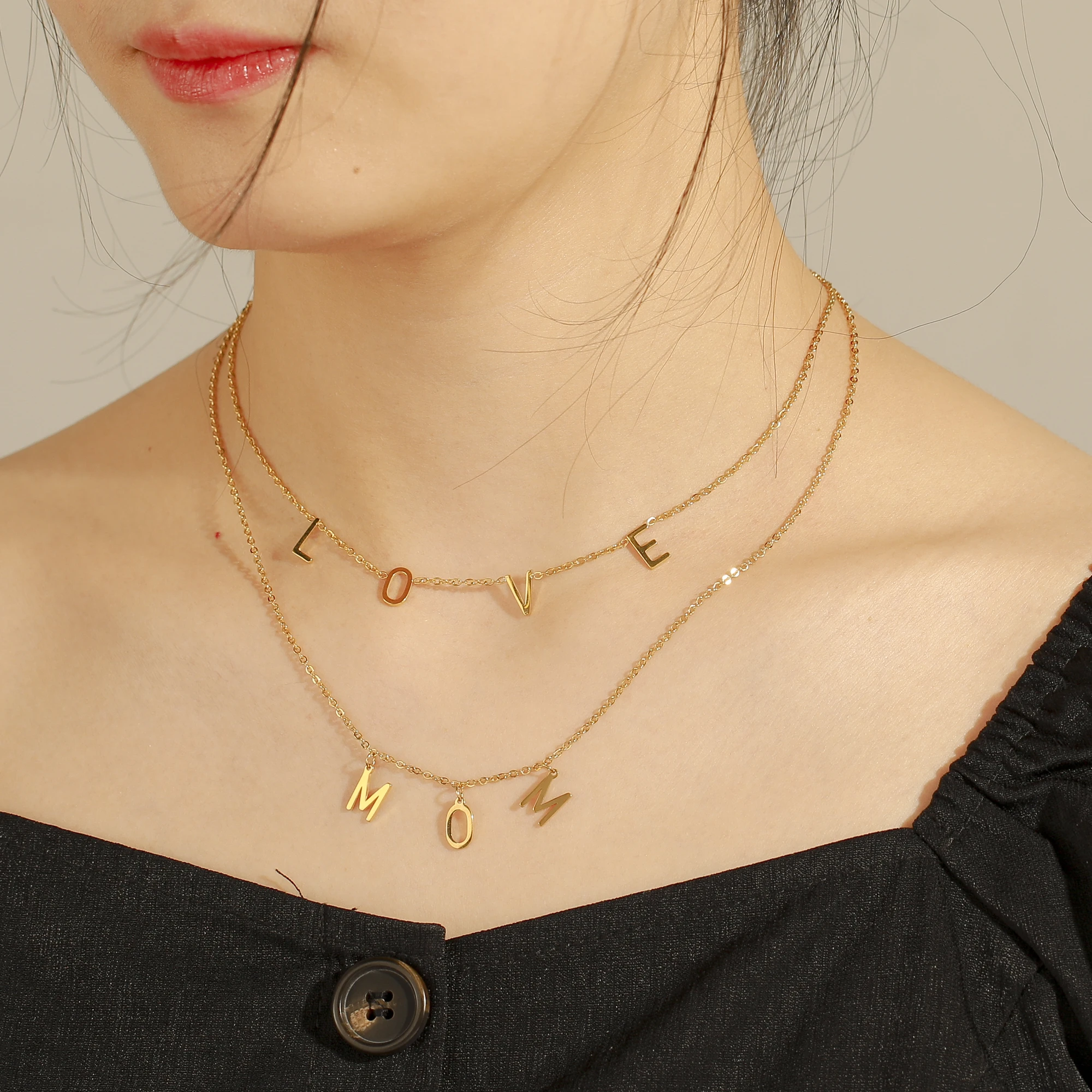 Choker Necklace Jewelry Letter Stainless-Steel Custom Initial Lemegeton Personalized