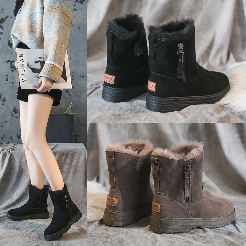 

snow shoes ankle boots for women 2020 new fashion wram boot Solid color short plush platform winter boots women