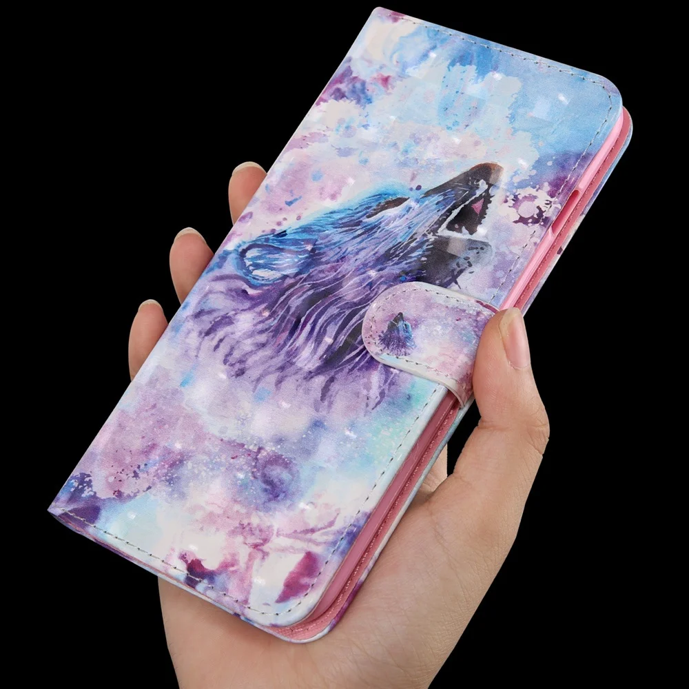 cell phone pouch with strap 3D Cat Dog Flower Painted Flip Leather Case For Samsung Note 9 10 20 S8 S9 S10 S20 Plus Ultra Lite FE E J2 J4 J6 2018 Book Cover wallet phone case