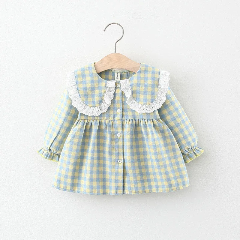 Dress Plaid Baby-Girl Autumn Party Kids Cotton Casual New for 0-3T