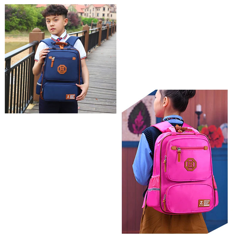 Начальный школьный ортопедический рюкзак для мальчиков и девочек, школьные сумки для детей, водонепроницаемый нейлоновый школьный рюкзак для детей, одноцветные большие вместительные рюкзаки