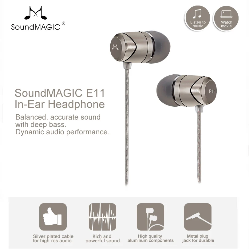 Fones de Ouvido sem Microfone Fone de Ouvido Fidelidade para Ipod Novo Soundmagic Baixo Pesado Música Alta Mp3 Player E11 - Image 2