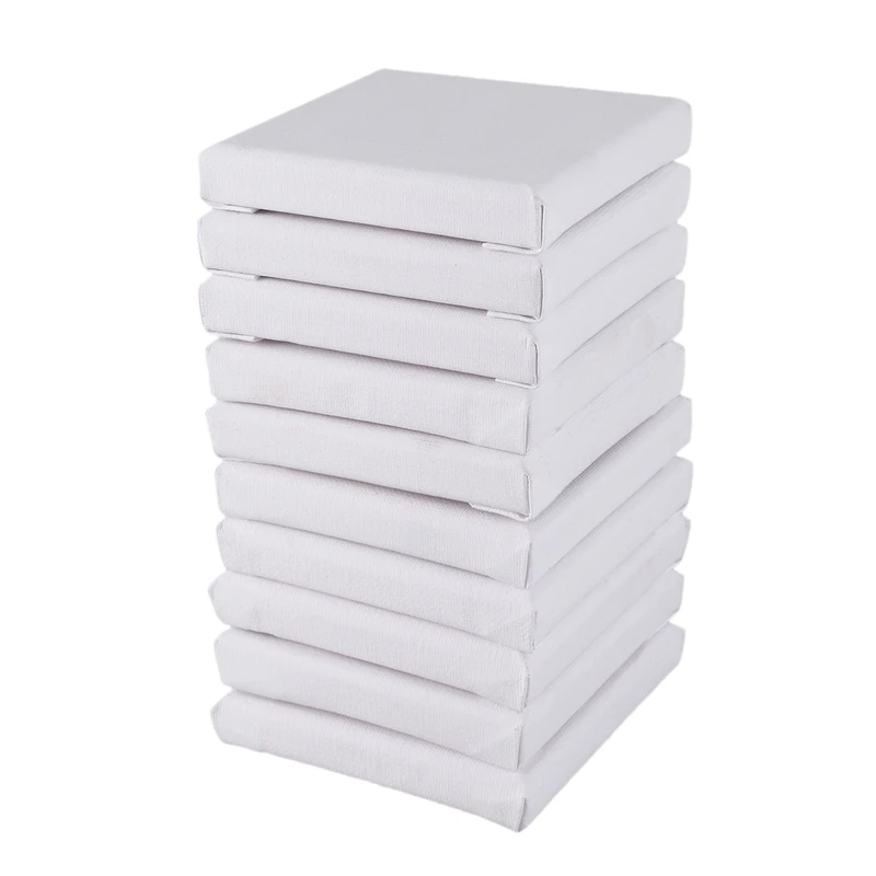 10Pcs/Set White Blank Art Boards Mini Stretched Artist Canvas Board Acrylic Oil Paint Wood+Cotton for Artwork Painting | Дом и сад