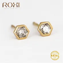 ROXI модные ювелирные изделия маленькие серьги-гвоздики для женщин австрийский кристалл шестигранный геометрический циркониевый камень кристалл серьги вечерние подарок