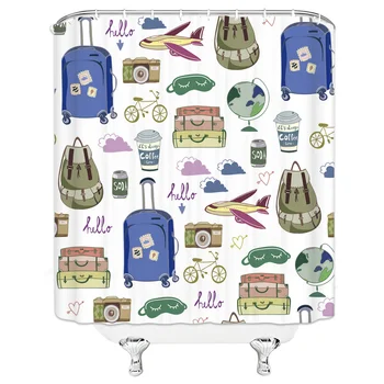

Waterproof Mildew Eco-Friendly Polyester Fabric Shower Curtain Toilet Partition Curtain Bathroom Home Decoration Curtain Hooks
