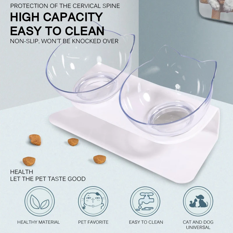 

Plastic Double Non-slip Pet Bowl For Dogs Puppy Cats Food Water Feeder Pets Feeding Dishes Dog Bowls Pet Feeding Supplies