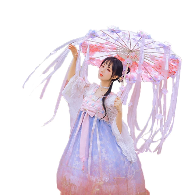 Parasol Lolita Kézzel Készített Lány Sakura Kínai Stílusú Ősi Bojt Szalag Olajozott Papír Esernyő Paraguas Sombluie Femme - Image 5