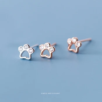 

Modian Rose Gold Color Cute Dog Paw Stud Earring for Women Real 925 Sterling Silver Shining Zircon Ear Stds Fashion Jewelry