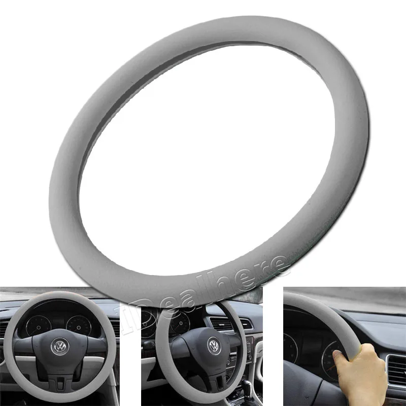 Gray Мягкий силиконовый чехол рулевого колеса автомобиля оболочки 36-40 см многоцветный нескользящий протектор для авто - Название цвета: Gray