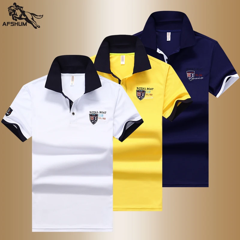 Polo-Shirt Fabric Embroidery Short-Sleeved Breathable Mens Summer Casual New 633 Synthetic-Fiber
