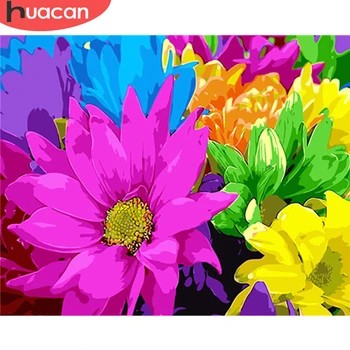 

HUACAN Oil Painting By Number Flower Kit Drawing On Canvas Wall Art HandPainted Picture DIY Gift Home Decoration