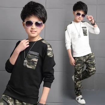 

2019 Autumn New Boy's Trouser Suit Children Casual Camouflage Clothing Catamite Boys Cotton Long Sleeve Round Neck Sweater+Pant