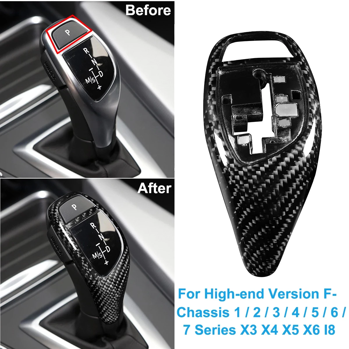 

LHD Car Carbon Fiber Gear Shift Knob Trim Cover For BMW F-Chassis F20 F22 F30 F35 F32 F36 F10 F18 F06 F01 F02 X3 X4 F15 F16 I8