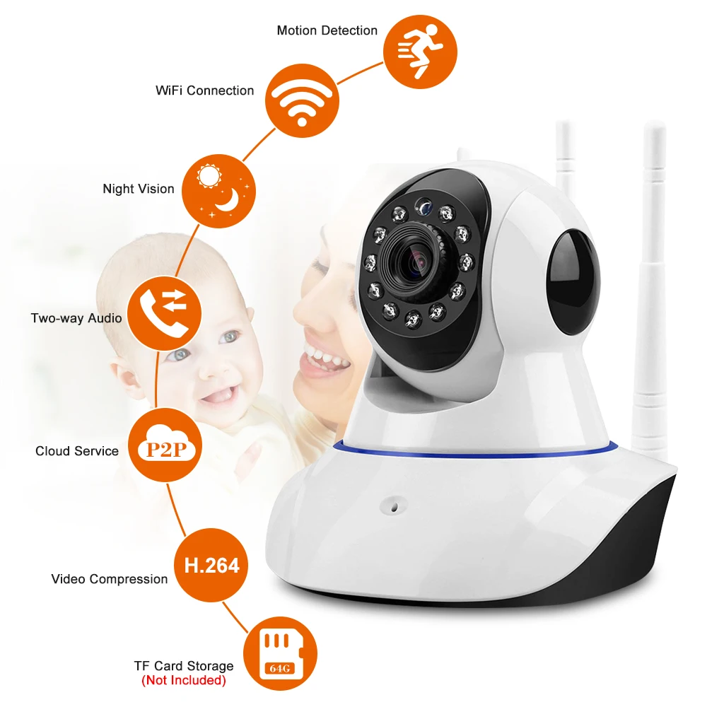 1080P WIFI IP камера 2MP беспроводной датчик движения ночное видение домашняя