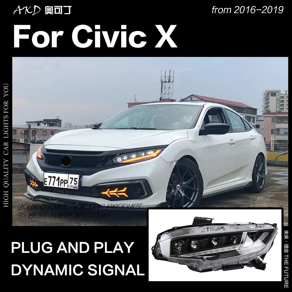 Автомобильный Стайлинг для Honda Civic фары- Civic светодиодный светодиодные дневные ходовые огни на передних фарах Головной фонарь светодиодный ближнего света аксессуары для дальнего света