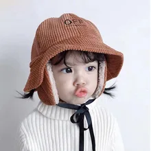 Осенне-зимняя детская шапка из толстого плюша для мальчиков и девочек, детская шапка Lei Feng с защитой ушей, Детские теплые кашемировые шапочки из овечьей шерсти