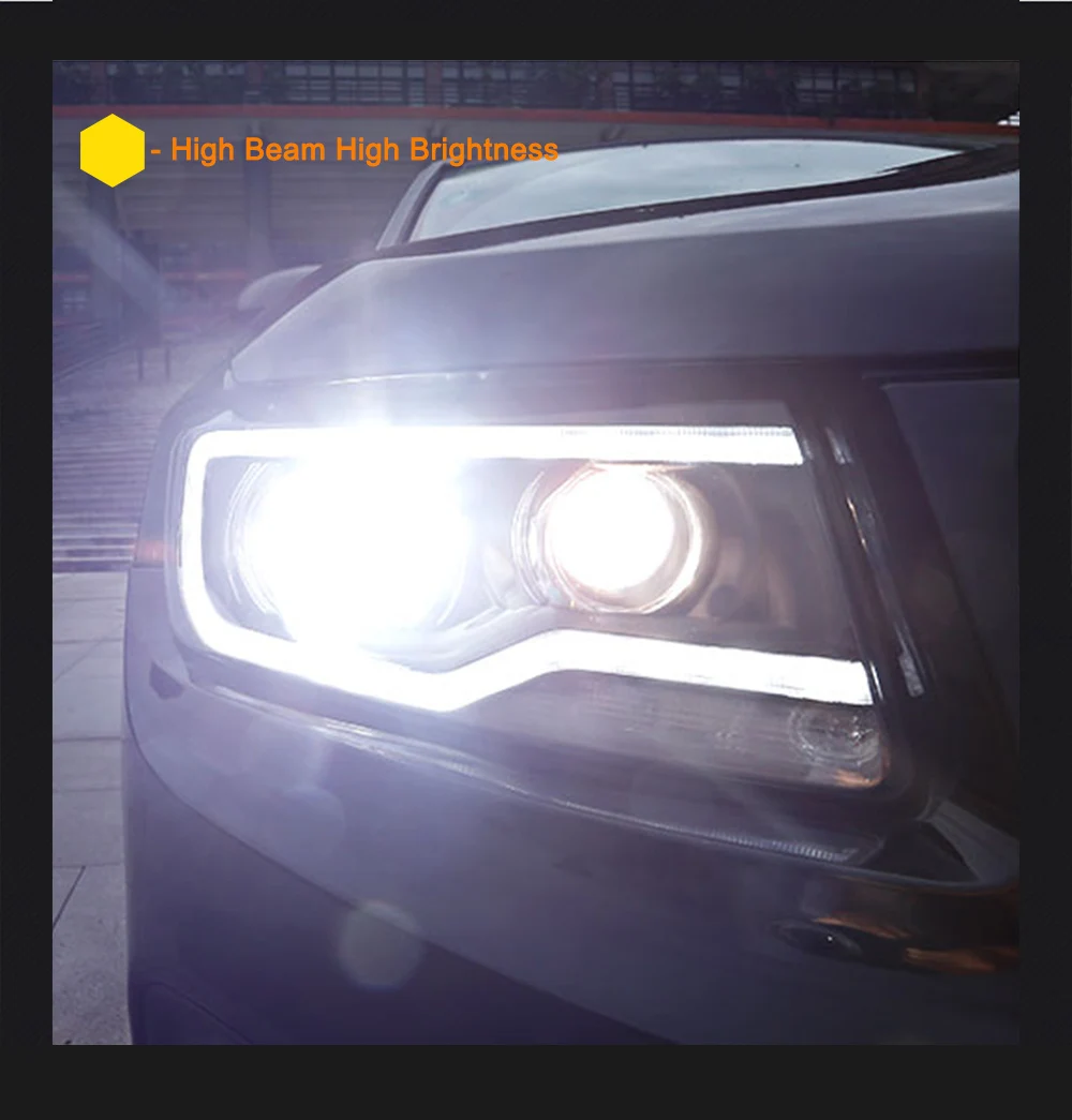 Пара для Jeep Compass светодиодный фары 2011- компас HID фары биксеноновые фары Противотуманные фары Дневные ходовые огни двойные линзы