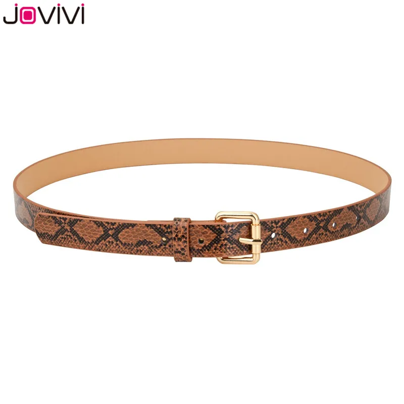 Jovivi 1 шт. женский тонкий ремень Золотая квадратная игла пояс на пряжке ремни из искусственной кожи женские Змеиный узор для платья джинсы кожаный ремень
