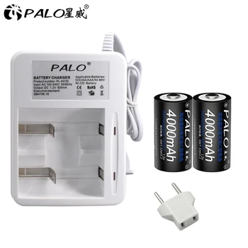 

PALO 2pcs 4000mAh C rechargerable batteries + NC35 fast charging intelligent battery charger for AA AAA 2A 3A C D NI-MH NI-CD
