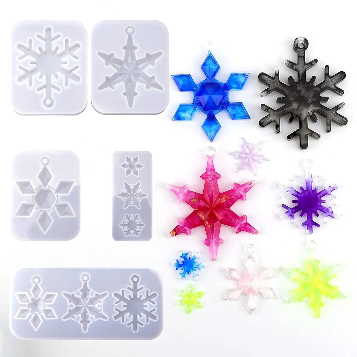 

DIY Snowflake Epoxy Silicone Resin Mold Making Pendant Jewelry Casting for Christmas Ornament Home Party Christmas Decoration
