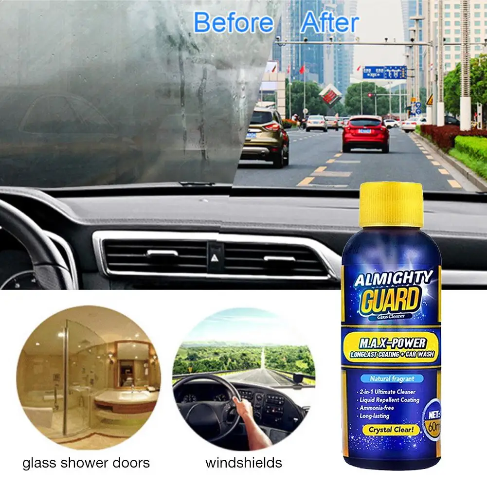 

60ml 2-in-1 Car Window Windshield Cleaner Defogging Agent Auto Glass Cleaner Stainproof Anti-scratch Long Lasting Car Cleaning