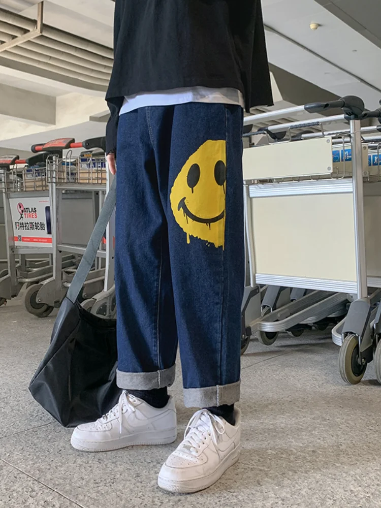 ICCLEK Straight-leg Jeans Men's Autumn/winter 2021 New Jeans Casual Pants Hip Hop Pants  Bell Bottom Jeans  Distressed Jeans