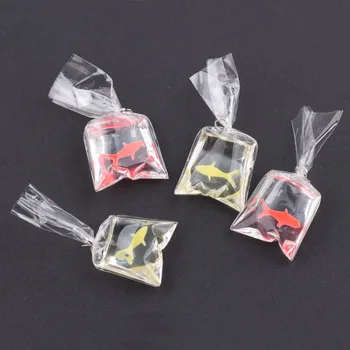 

10pcs Gold fish Water Bag Earrings Bracelet Pendant Earring Settings Model Resin Creative Novelty Diy Jewelry Accessories
