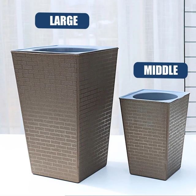 Cserepes Növények Iroda Virág Edény Csúcskategóriás Tégla Mintázat Utánozás Fém Műanyag Négyzet És Magas Típusú Maceterók - Image 4