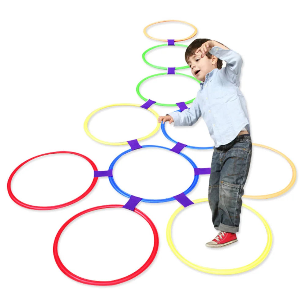 Outdoor Kids Funny Physical Training Sport Toys Lattice Jump Ring Set Game with 10 Hoops Connectors for Park Play Boys Girls | Игрушки и
