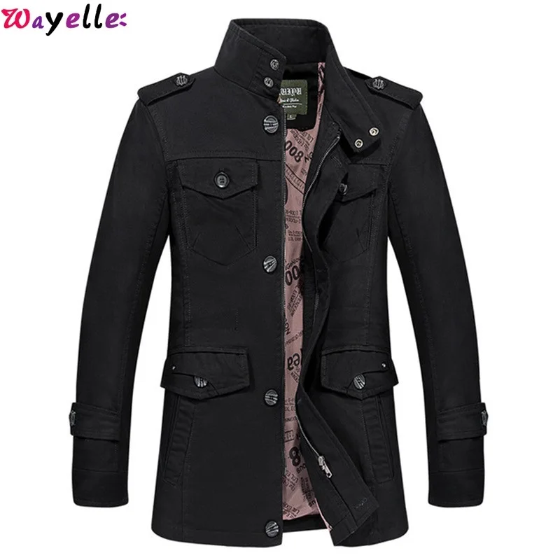 

MEN'S Jacket Coat Large Size Collar Thin Trench Coat Autumn Men's Loose Multi-Bag Tooling Pocket Military Uniform Army Fan jacke