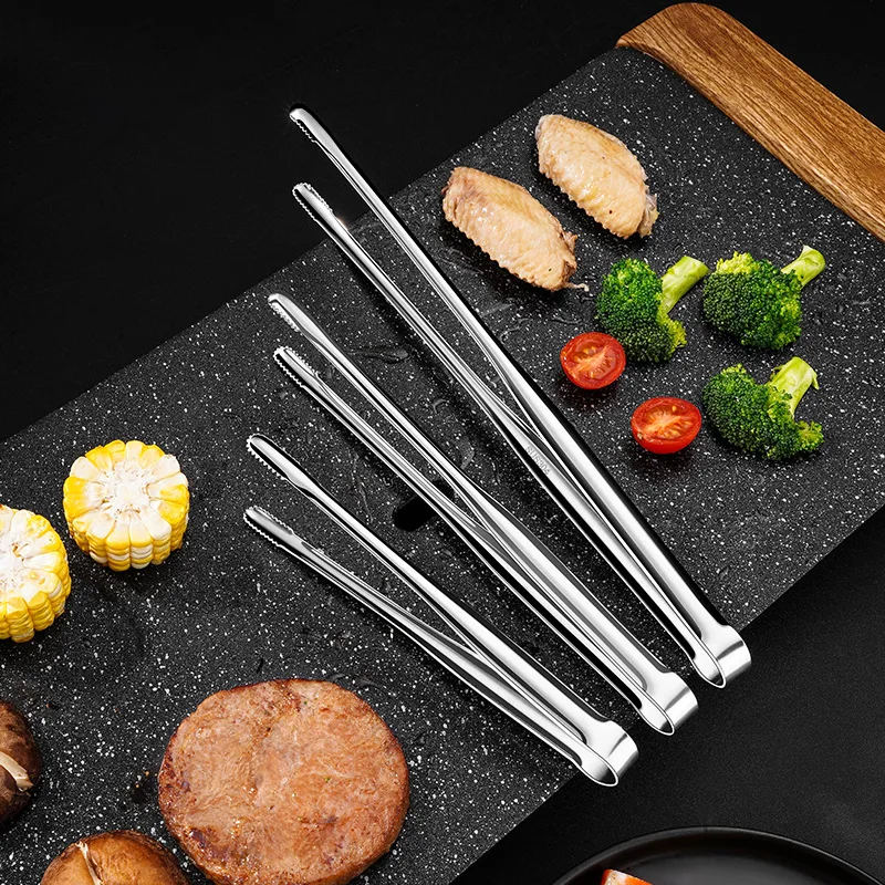 3-Size Barbecue Food Tong Non-Slip Cooking Clip Stainless Steel Portable Picnic Tweezer Salad Steak Clamp Kitchen Gadgets | Дом и сад