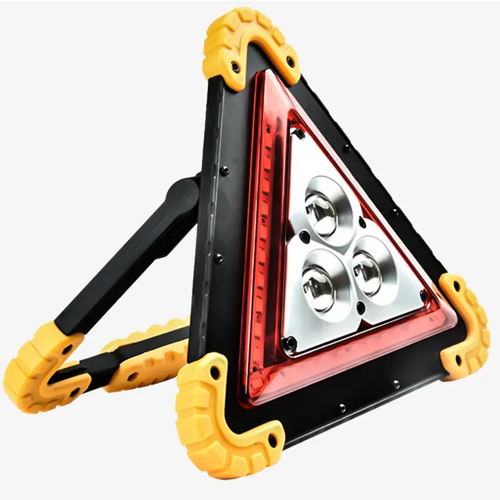 

Solar + Usb Charging Multi-functional Tripod Warning Lamp Cob Work Lamp Emergency Lighting For Car Yellow Corner